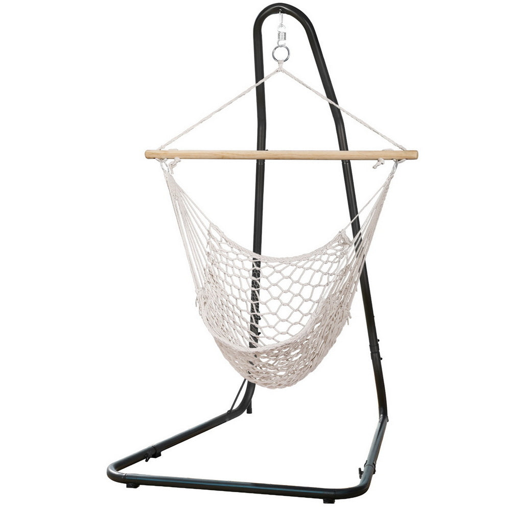 Gardeon Hammock Chair Stand Iron Frame w/ Phone Holder Black
