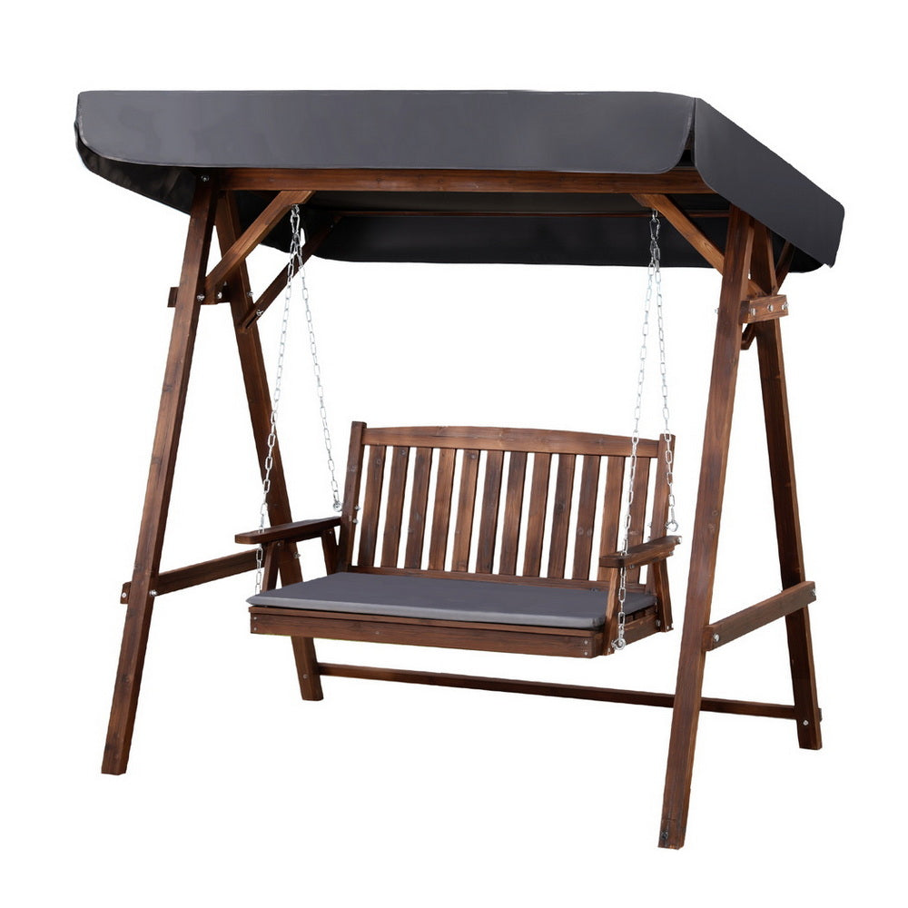 Gardeon Outdoor Wooden Swing Chair Garden Bench Canopy Cushion Seate