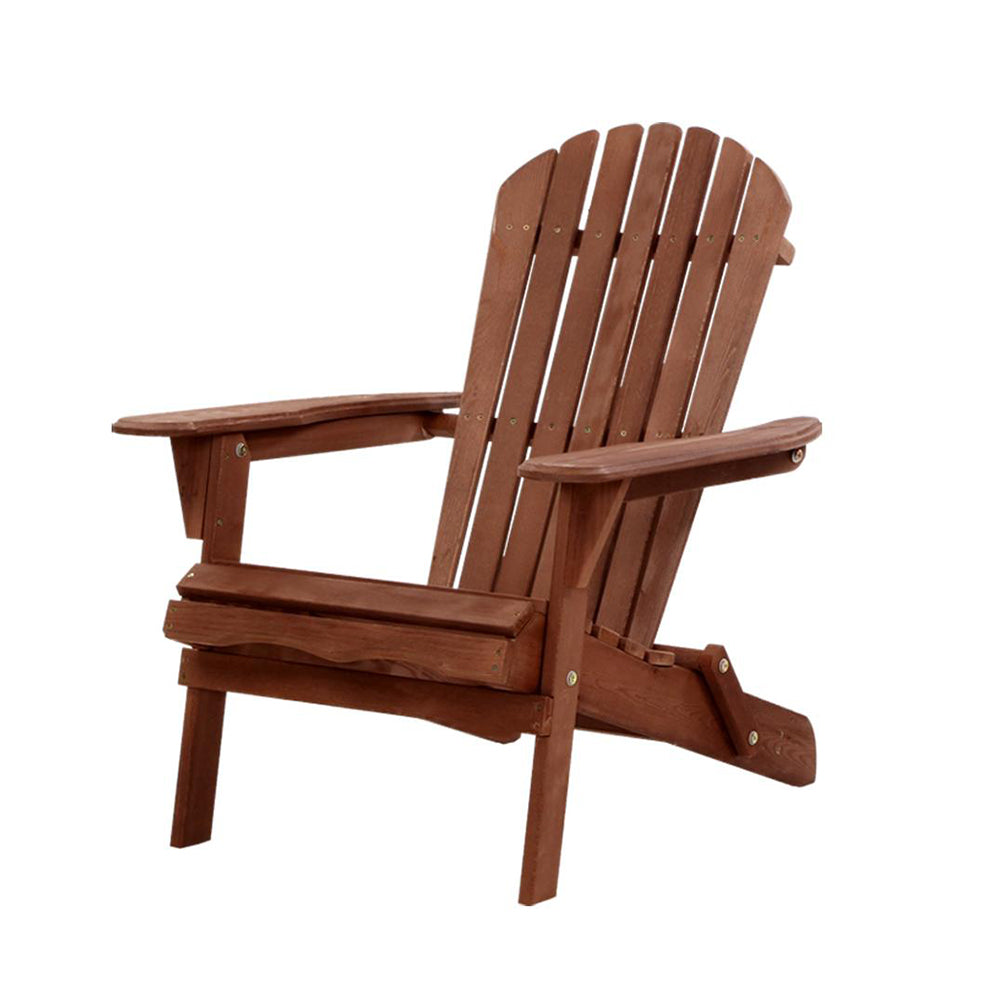 Gardeon Adirondack Outdoor Chairs Wooden Foldable Beach Chair Patio Fu
