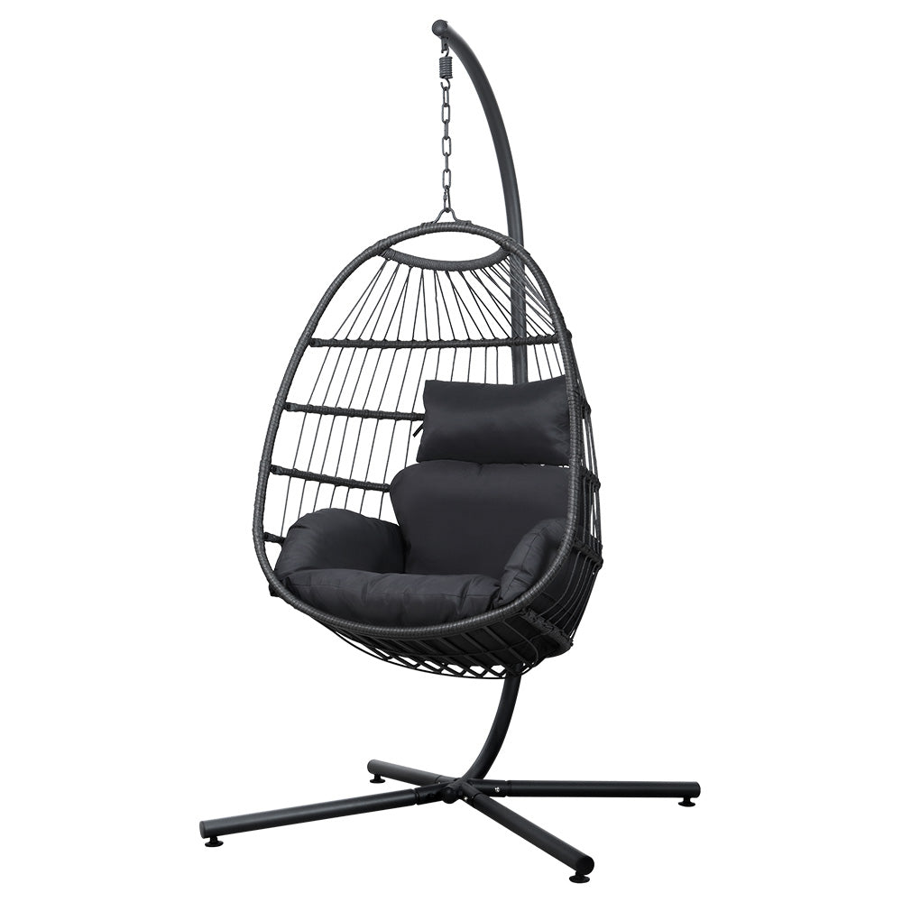Gardeon Outdoor Egg Swing Chair Wicker Rope Furniture Pod Stand Foldab