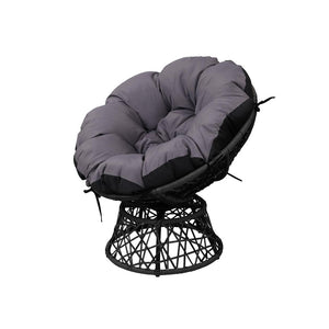 Gardeon Outdoor Papasan Chairs Lounge Setting Patio Furniture Wicker Black
