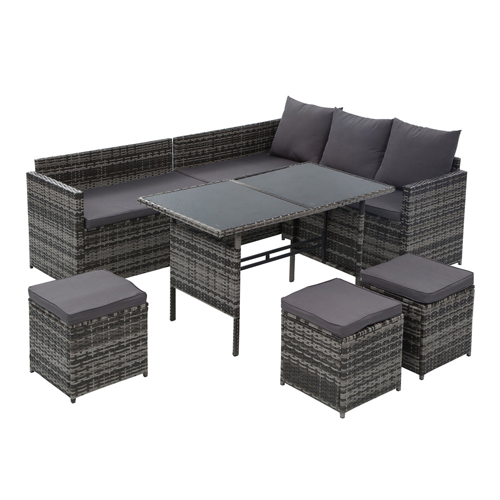 Gardeon Outdoor Furniture Dining Setting Sofa Set Lounge Wicker Seat