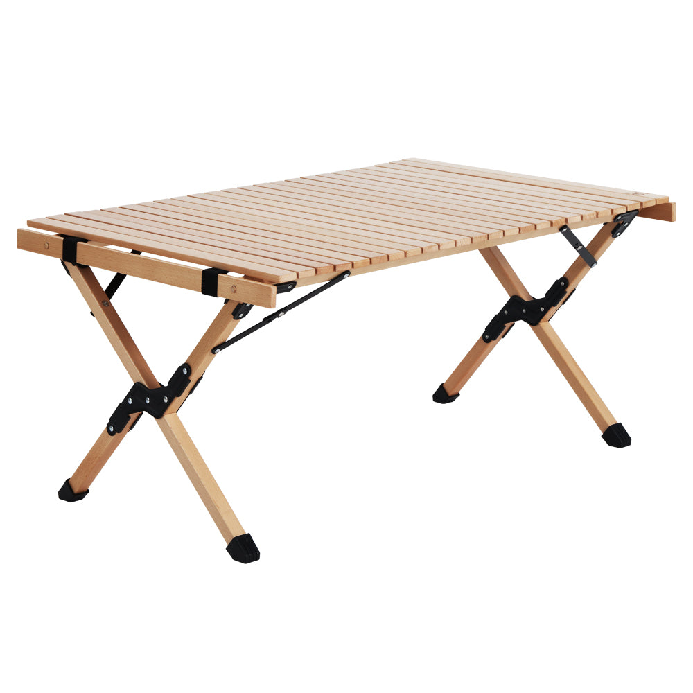 Gardeon Outdoor Furniture Wooden Egg Roll Picnic Table Camping Desk 90