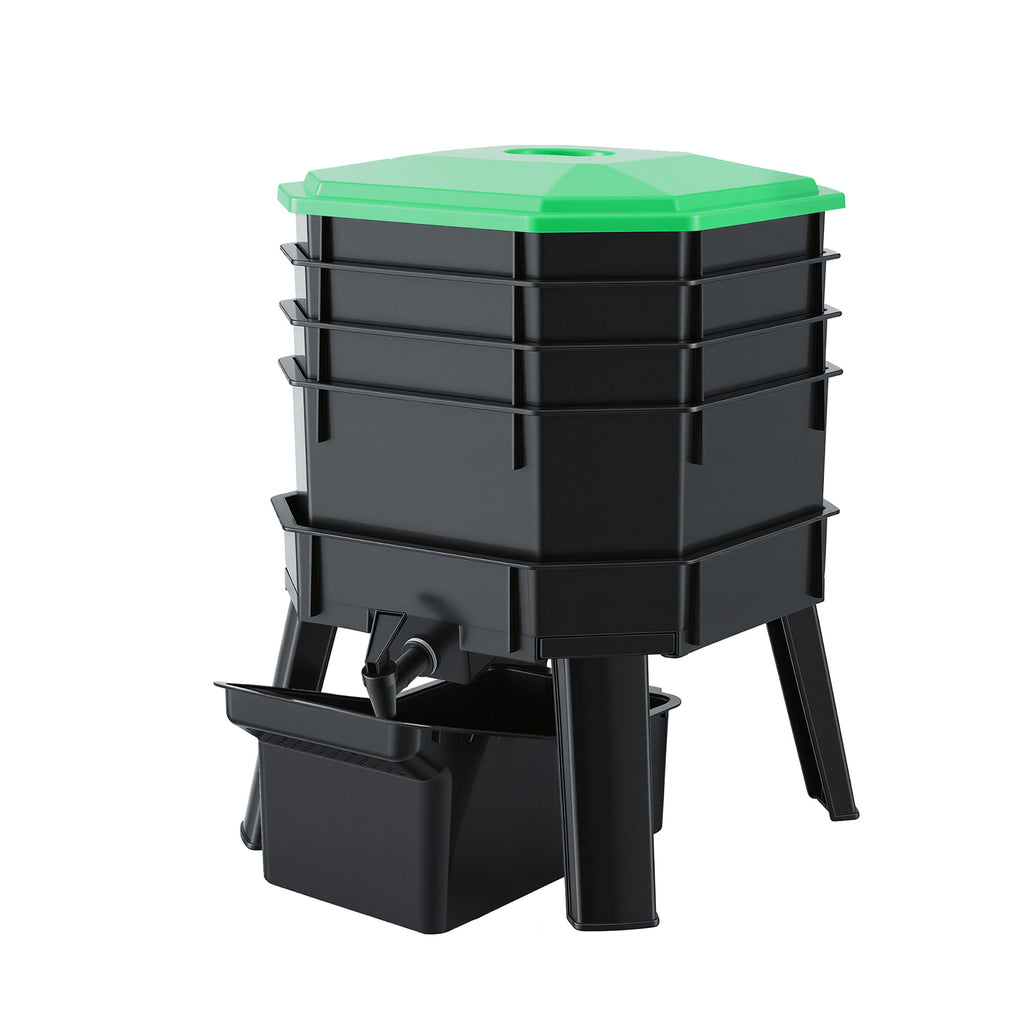 Gardeon Compost Bin 4-Tray Stackable Worm Farm Composter with Liquid F