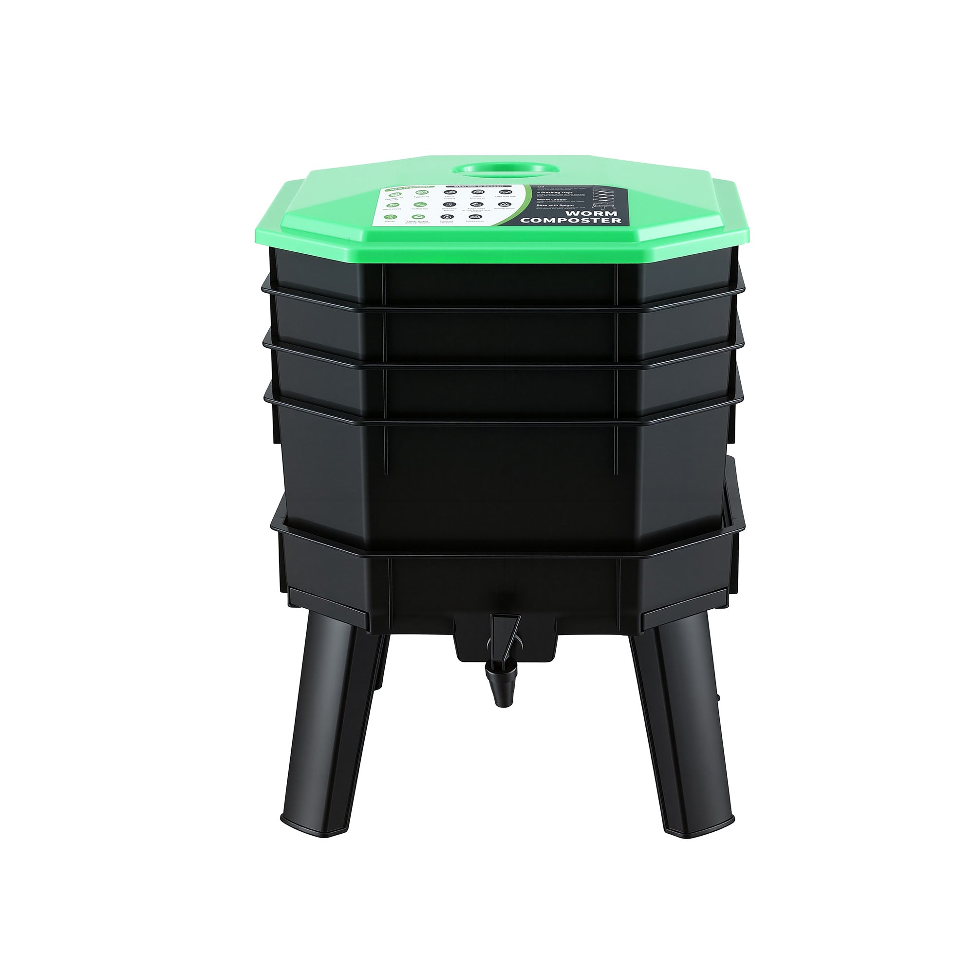 Gardeon Compost Bin 4-Tray Stackable Worm Farm Composter with Liquid F