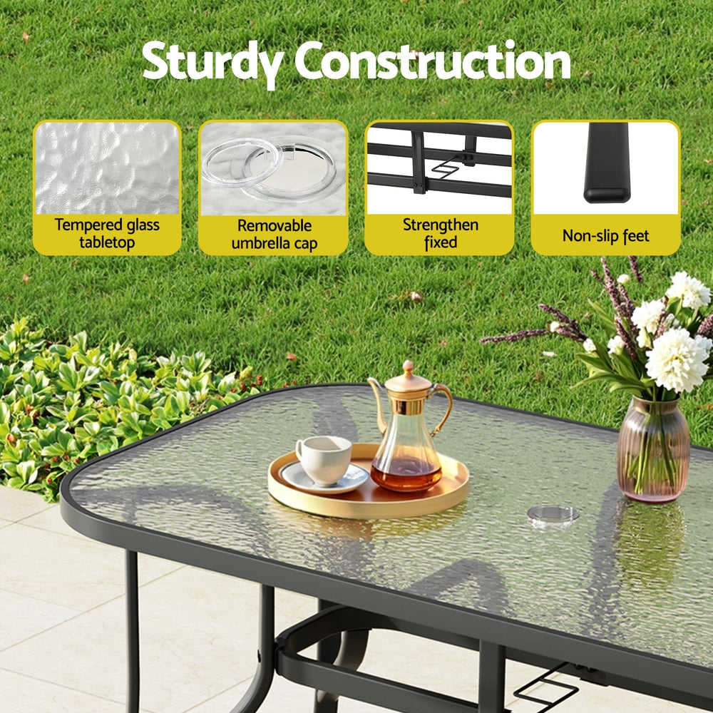 Gardeon 5PCS Outdoor Dining Set Table and Chairs Patio Furniture Garden Bistro Set Black