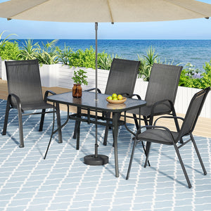 Gardeon 5PCS Outdoor Dining Set Table and Chairs Patio Furniture Garden Bistro Set Black