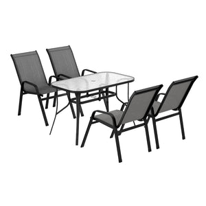 Gardeon 5PCS Outdoor Dining Set with 1 Pcs Table and 4 Pcs Dining Chairs, Garden Patio Furniture for Patio, Garden, Lawn, Balcony and Pool Side, Grey