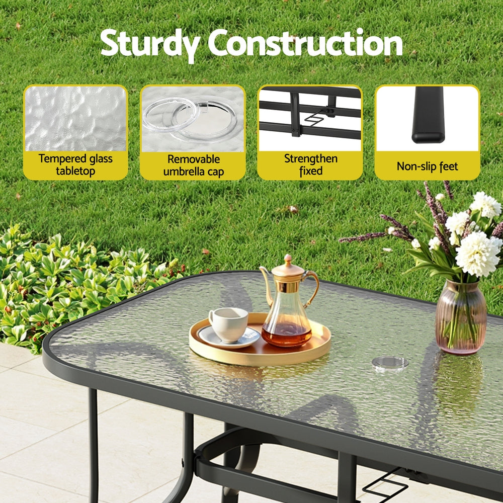 Gardeon 5PCS Outdoor Dining Set with 1 Pcs Table and 4 Pcs Dining Chairs, Garden Patio Furniture for Patio, Garden, Lawn, Balcony and Pool Side, Grey