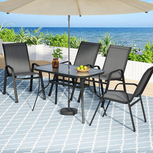 Gardeon 5PCS Outdoor Dining Set with 1 Pcs Table and 4 Pcs Dining Chairs, Garden Patio Furniture for Patio, Garden, Lawn, Balcony and Pool Side, Grey