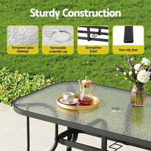 Gardeon 7PC Outdoor Dining Set Table and Chairs Patio Furniture Garden Bistro Set Black