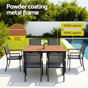 Gardeon 7PCS Outdoor Dining Set Table and Chairs Patio Garden Furniture Bistro Set