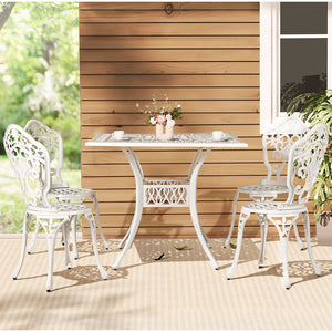 Gardeon Outdoor Dining Set 5 Piece Chairs Table Cast Aluminum Patio White