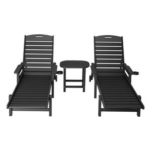 Gardeon Sun Lounger Lounge HDPE Beach Table and Chairs Patio Outdoor Furniture