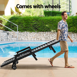 Gardeon Sun Lounger Lounge HDPE Beach Table and Chairs Patio Outdoor Furniture