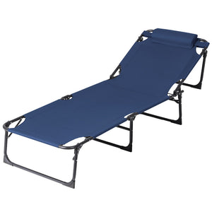 Gardeon Sun Lounge Folding Lounger Camping Beach Chair Patio Outdoor Furniture Garden Blue