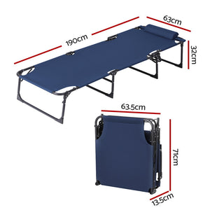 Gardeon Sun Lounge Folding Lounger Camping Beach Chair Patio Outdoor Furniture Garden Blue