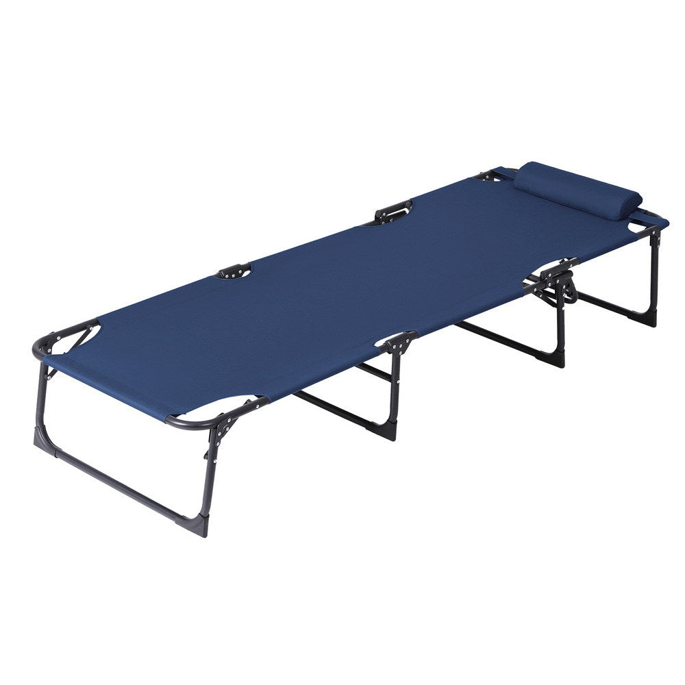 Gardeon Sun Lounge Folding Lounger Camping Beach Chair Patio Outdoor Furniture Garden Blue