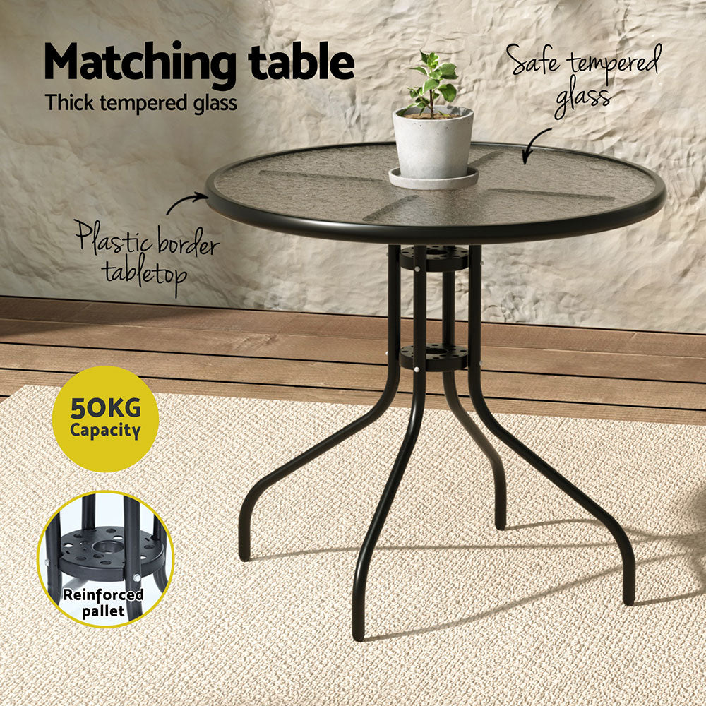 1 Set of 5 Gardeon Outdoor Dining Set Table and Chairs Patio Garden Furniture Bistro Set Grey