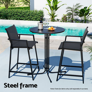 Gardeon Outdoor Bar Table Round Folding Desk Top 109cm Patio Furniture Black