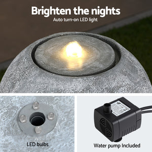Gardeon Solar Fountain Water Feature Outdoor Fountain LED Lights Beige