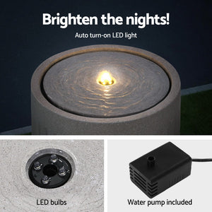 1x Gardeon Solar Fountain Water Feature Outdoor Fountain LED Lights Beige