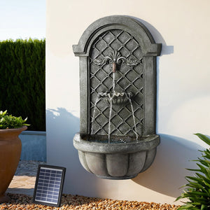 Gardeon Solar Fountain Water Feature Wall Mount Garden Fountains 80CM Grey