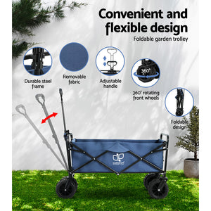 Gardeon Garden Cart Folding 120kg Trolley Camping Wagon Barrow Outdoor Beach