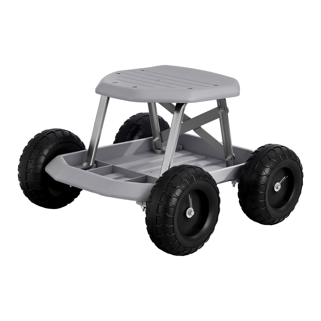Gardeon Garden Cart Seat with Wheels, Rolling Work Stool with Tool Sto