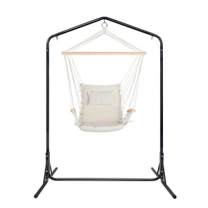 Gardeon Outdoor Hammock Chair with Stand Swing Hanging Hammock Garden Cream