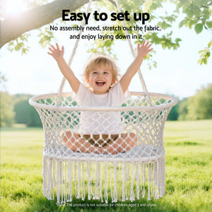 Gardeon Hammock Chair Cotton Swing Chair Outdoor Indoor Cream
