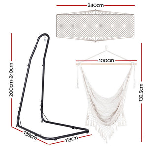 Gardeon Hammock Hanging Chair with Heavy Duty Steel Stand- Cream