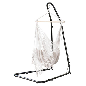 Gardeon Hammock Hanging Chair with Heavy Duty Steel Stand- Cream
