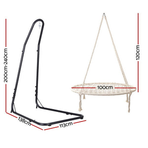 Gardeon Hammock Hanging Chair with Steel Stand- Cream