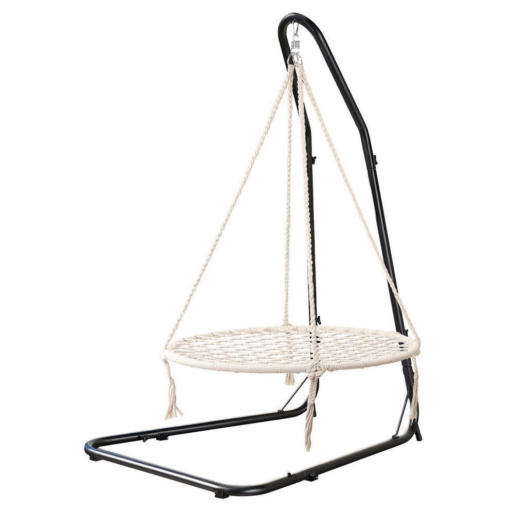 Gardeon Hammock Hanging Chair with Steel Stand- Cream