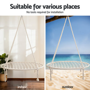Gardeon Hammock Hanging Chair with Steel Stand- Cream