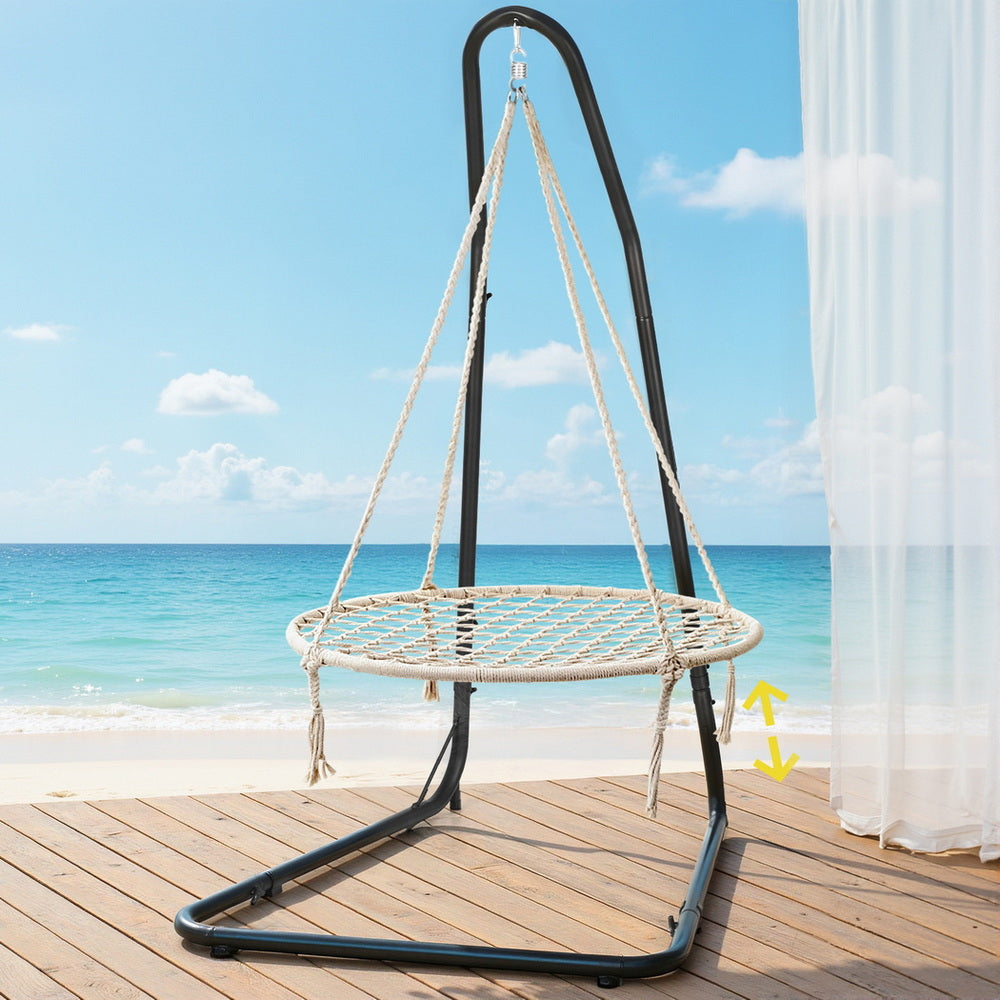 Gardeon Hammock Hanging Chair with Steel Stand- Cream