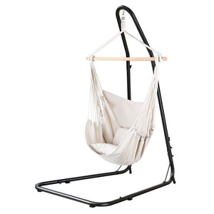 Gardeon Hammock Chair with Heavy Duty Steel Stand- Cream