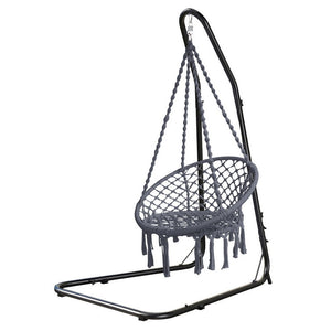 Gardeon Hammock Hanging Chair with Steel Stand- Grey