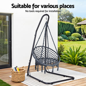 Gardeon Hammock Hanging Chair with Steel Stand- Grey