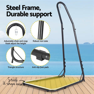 Gardeon Hammock Hanging Chair with Steel Stand- Grey