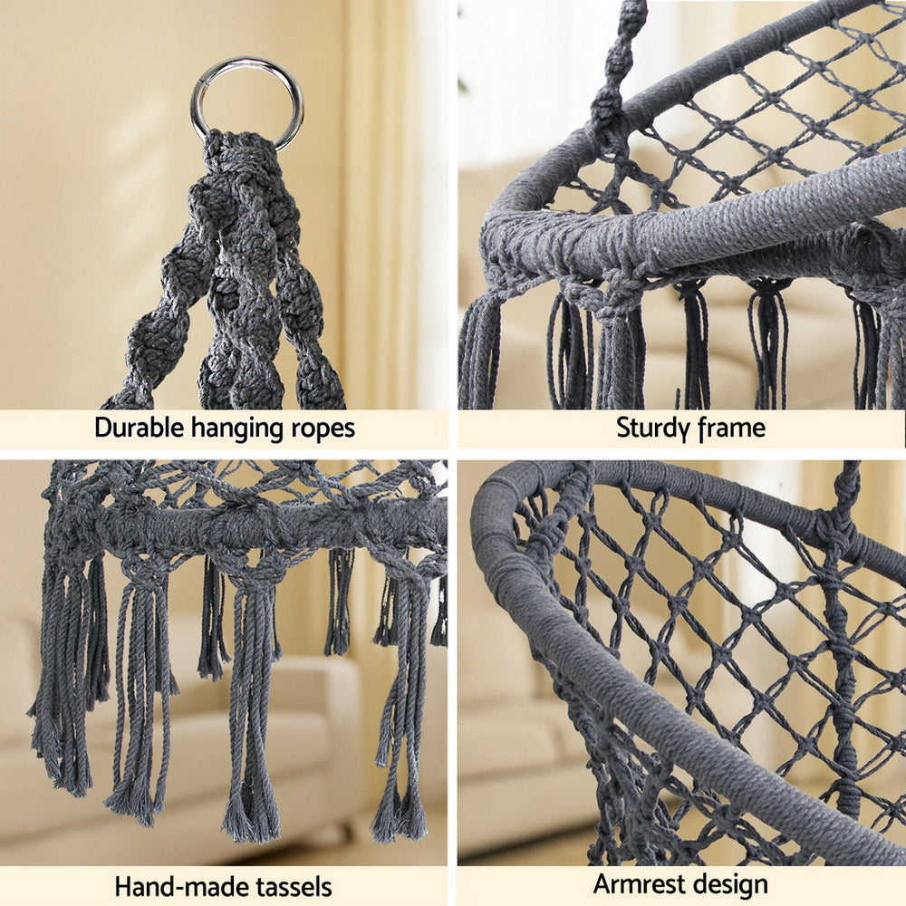 Gardeon Hammock Hanging Chair with Steel Stand- Grey