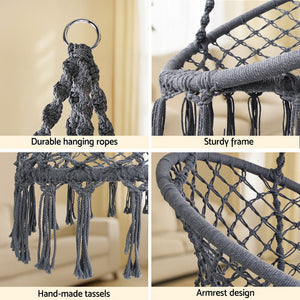 Gardeon Hammock Hanging Chair with Steel Stand- Grey