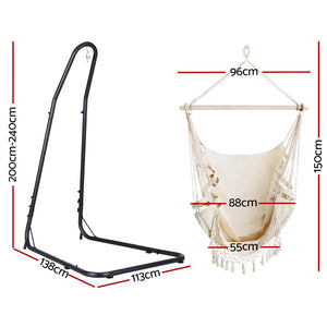 Gardeon Hammock Chair with Stand Outdoor Hanging Swing Chair - Cream