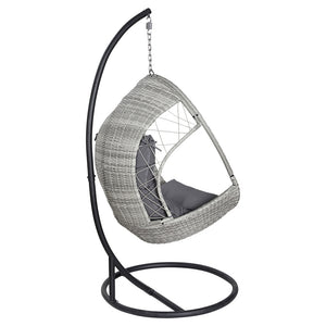 Gardeon Outdoor Egg Swing Chair Wicker Furniture Pod Stand Armrest Light Grey