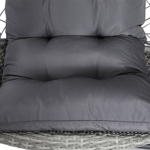 Gardeon Outdoor Egg Swing Chair Wicker Furniture Pod Stand Armrest Light Grey