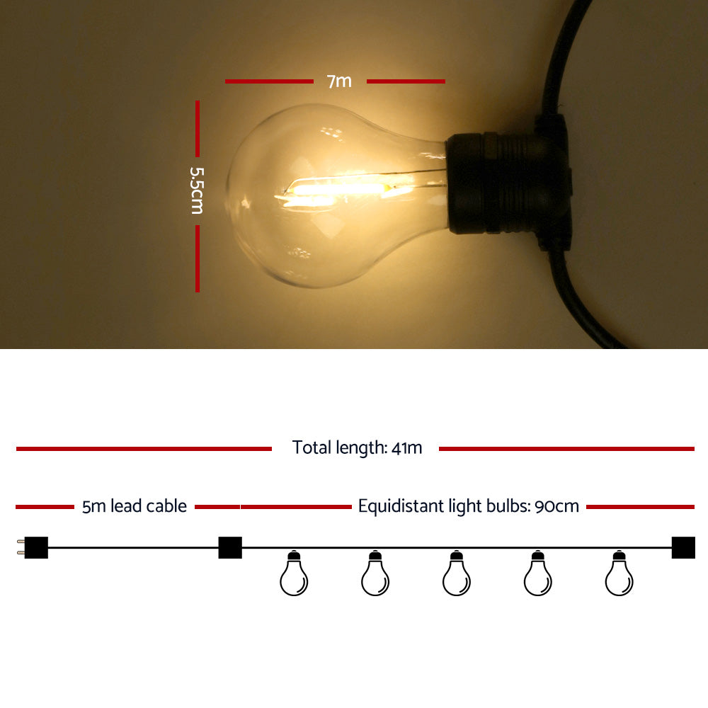 41m LED Festoon String Lights Outdoor Christmas Decorations Wedding Ga ...