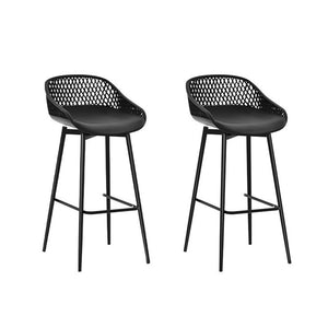 Gardeon 2PC Outdoor Bar Stools Plastic Metal Dining Chair Patio Furnit