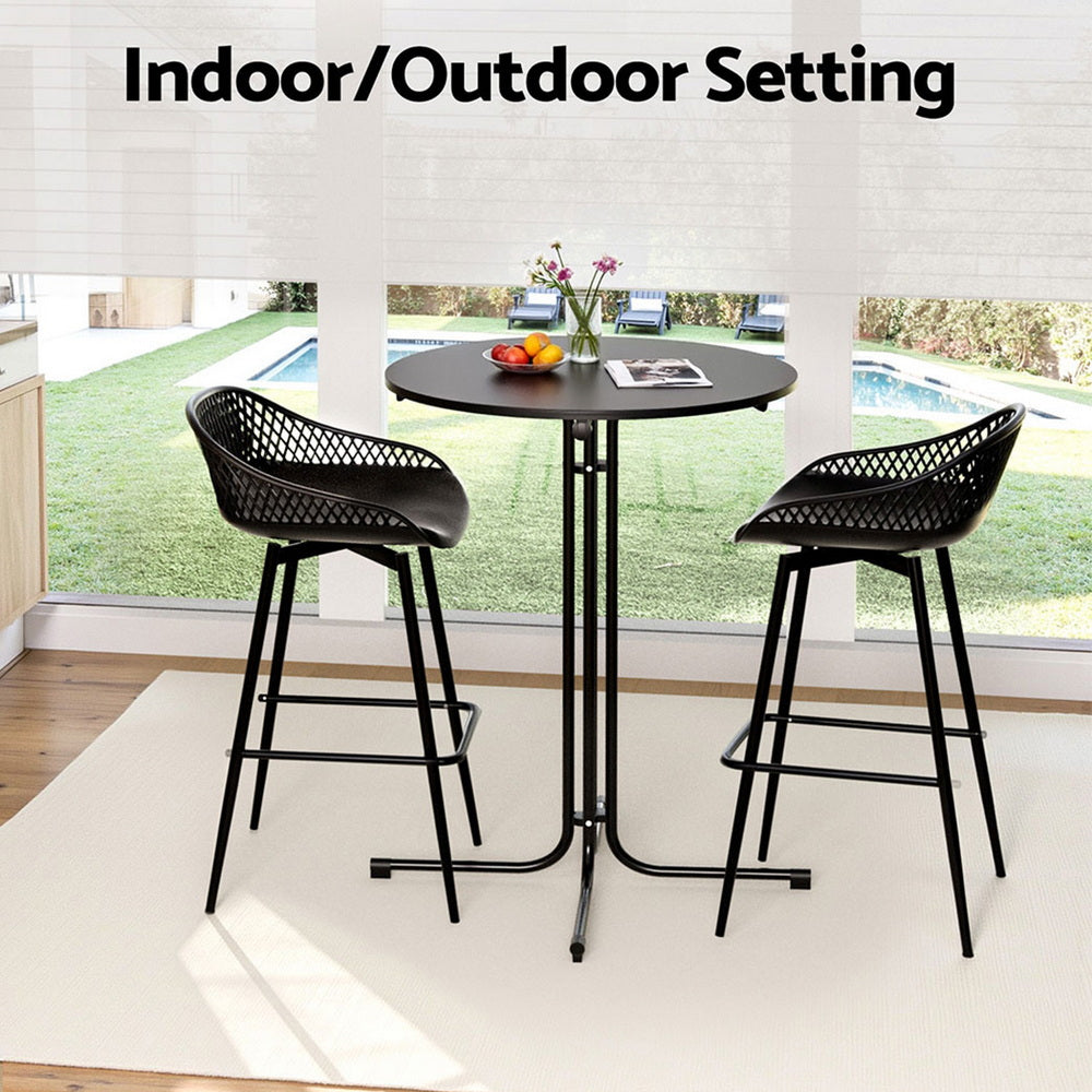 Gardeon 3PC Outdoor Bar Set Stools Dining Chairs Table Patio Furniture Bistro Set Black