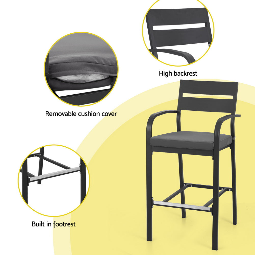 Gardeon Outdoor Bar Set 5-Piece Patio Dining Chairs Aluminium Table Stools